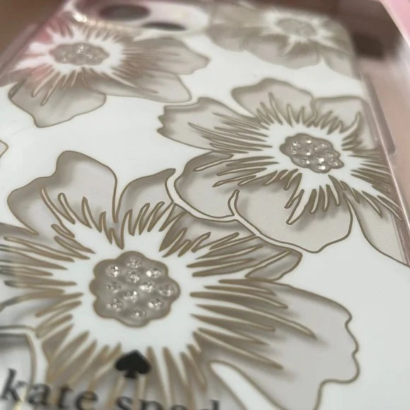 Kate Spade iPhone 13 clear transparent gold silver floral phone case new NWT - Picture 10 of 13